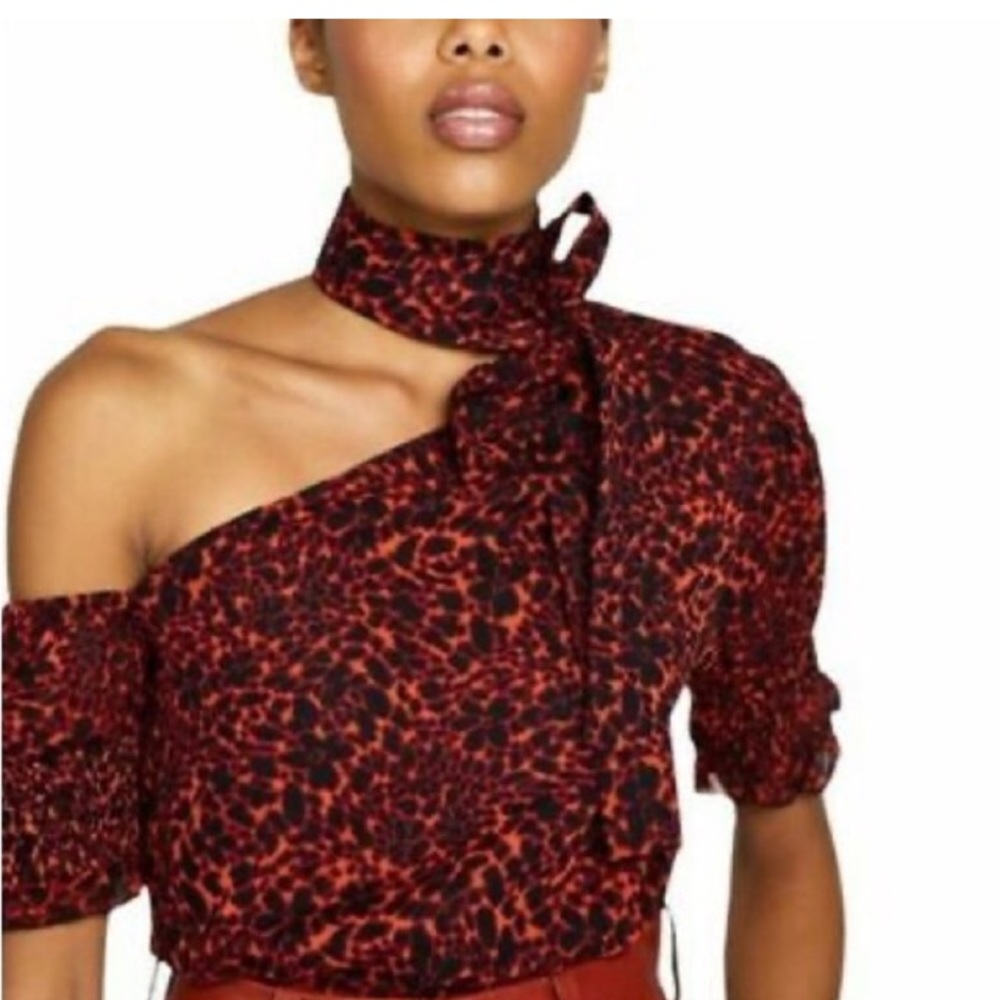 Walter Baker Willow asymmetrical blouse. Animalcore! 1 piece w/neck sash NWT